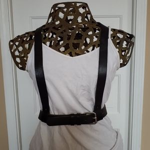 Real leather chest harness
